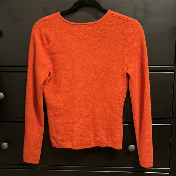 V-Neck Orange Wool Sweater - Picture 2 of 3
